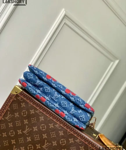 Louis Vuitton 1:1 Mirror Replica LV x TM Coussin Monogram Cherry Denim PM Bag 26CM/10.2IN Louis Vuitton Replica Coussin