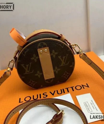 Louis Vuitton 1:1 Mirror Replica Brown Canvas Monogram Mini Boite Chapeau Bag 13CM/5.1IN Louis Vuitton Replica Boite Chapeau