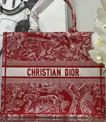 Dior 1:1 Mirror Replica Dioriviera Toile De Jouy Book Tote Raspberry 42CM/16.5IN Christian Dior Replica Book Totes