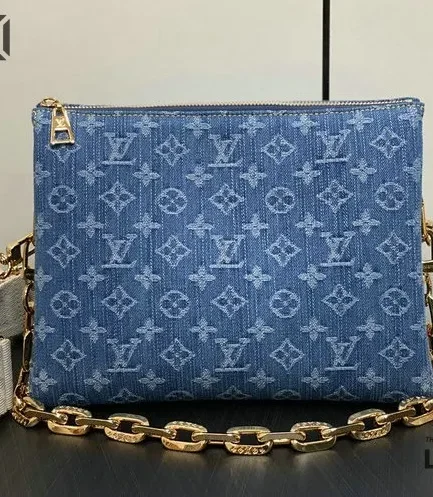 Louis Vuitton 1:1 Mirror Replica Monogram Denim Coussin PM Blue 26CM/10.2IN Louis Vuitton Replica Coussin