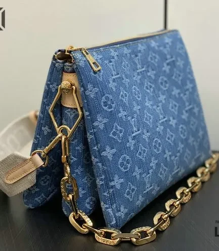 Louis Vuitton 1:1 Mirror Replica Monogram Denim Coussin PM Blue 26CM/10.2IN Louis Vuitton Replica Coussin