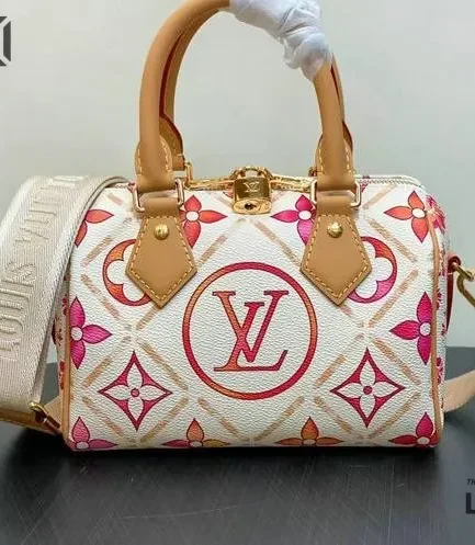 Louis Vuitton 1:1 Mirror Replica Monogram Tiles By The Pool Speedy 20 Coral 20.5CM/8.1IN Louis Vuitton Replica Speedy