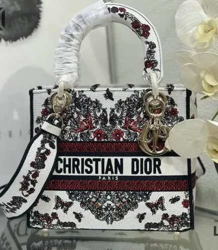 Dior 1:1 Mirror Replica Dioramour Lady D-Lite White Multicolor Cœur des Curiosités 24CM/9.4IN Christian Dior Replica Lady