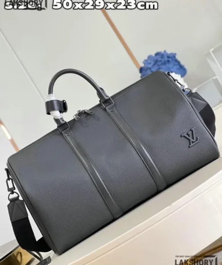 Louis Vuitton 1:1 Mirror Replica Keepall Bandoulire 50 Black LV Aerogram 50CM/19.7IN Louis Vuitton Replica Keepall