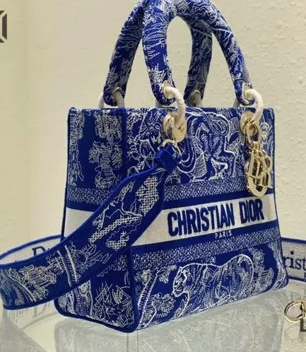 Dior 1:1 Mirror Replica Fluorescent Toile De Jouy Reverse Lady D-Lite 24CM/9.4IN Christian Dior Replica Lady