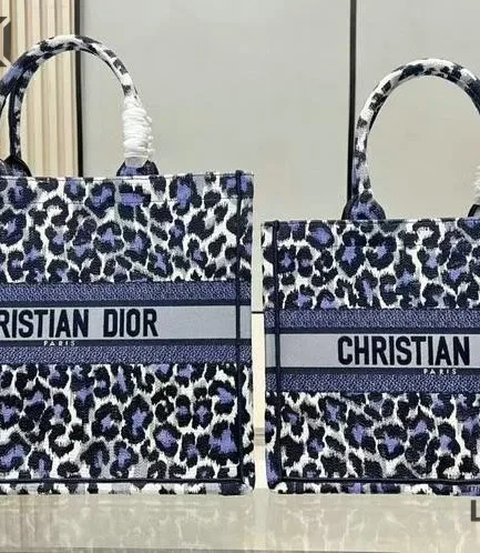 Dior 1:1 Mirror Replica Mizza Embroidered Canvas Leopard Book Tote Christian Dior Replica Book Totes