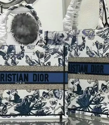 Dior 1:1 Mirror Replica Midnight Butterfly Blue Toile de Jouy Book Tote Christian Dior Replica Book Totes