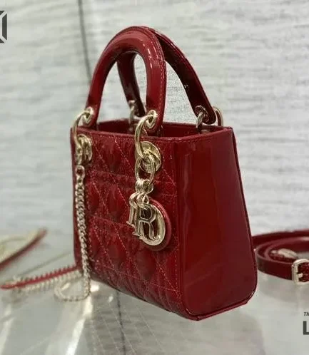 Dior 1:1 Mirror Replica Patent Cannage Lady Dior Top Handle Bag Christian Dior Replica Lady