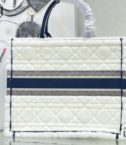 Dior 1:1 Mirror Replica Shearling Cannage Book Tote Ecru Blue Christian Dior Replica Book Totes