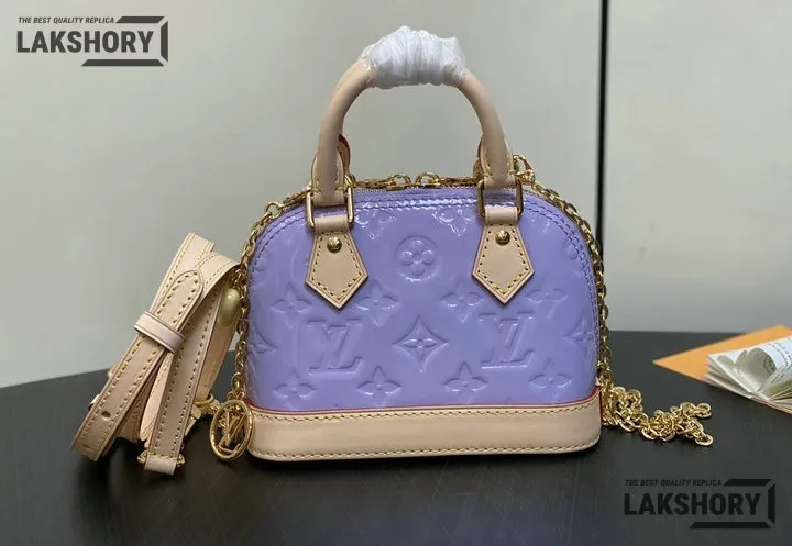 Louis Vuitton 1:1 Mirror Replica Vernis Nano Alma Glossy Lilac 18CM/7.1IN Louis Vuitton Replica Alma Louis Vuitton 1:1 Mirror Replica Vernis Nano Alma Glossy Lilac 18CM/7.1IN Louis Vuitton Replica Alma