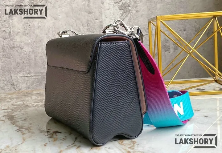 Louis Vuitton 1:1 Mirror Replica Twist MM Epi Grained Leather Black/Pink/Blue Gradient 23CM/9.1IN Louis Vuitton Replica Twist Louis Vuitton 1:1 Mirror Replica Twist MM Epi Grained Leather Black/Pink/Blue Gradient 23CM/9.1IN Louis Vuitton Replica Twist