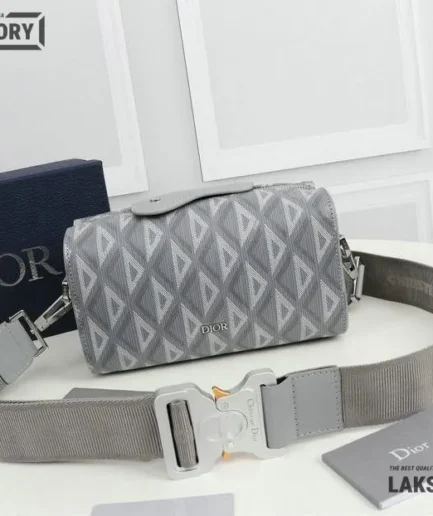 Dior 1:1 Mirror Replica CD Diamond Lingot 22 Canvas Gray Bag 22CM/8.7IN Christian Dior Other Styles