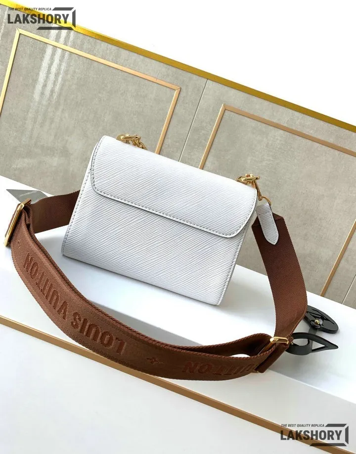 Louis Vuitton 1:1 Mirror Replica Twist MM White Epi Bag White/Brown Strap 19CM/7.5IN Louis Vuitton Replica Twist Louis Vuitton 1:1 Mirror Replica Twist MM White Epi Bag White/Brown Strap 19CM/7.5IN Louis Vuitton Replica Twist