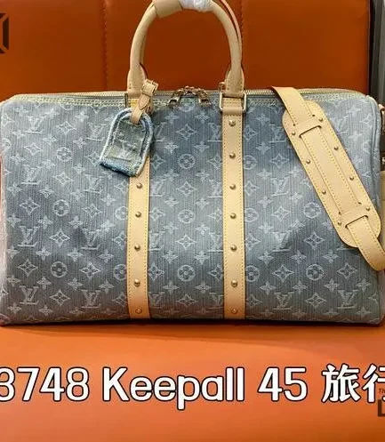 Louis Vuitton 1:1 Mirror Replica Keepall Bandoulire 45 Denim Sky Blue 45CM/17.7IN Louis Vuitton Replica Keepall