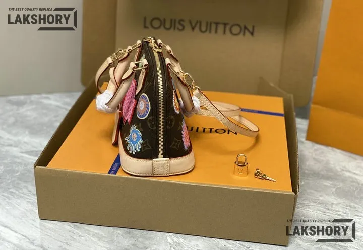 Louis Vuitton 1:1 Mirror Replica Monogram LV x YK Alma BB Bag 23.5CM/9.3IN Louis Vuitton Replica Alma Louis Vuitton 1:1 Mirror Replica Monogram LV x YK Alma BB Bag 23.5CM/9.3IN Louis Vuitton Replica Alma