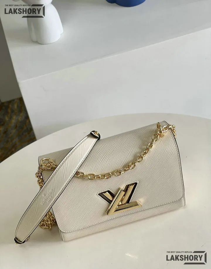 Louis Vuitton 1:1 Mirror Replica Twist MM Epi Leather Quartz White 23CM/9.1IN Louis Vuitton Replica Twist Louis Vuitton 1:1 Mirror Replica Twist MM Epi Leather Quartz White 23CM/9.1IN Louis Vuitton Replica Twist