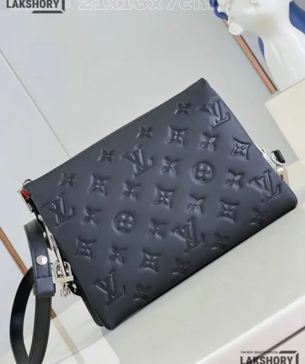 Louis Vuitton 1:1 Mirror Replica Lambskin Embossed Monogram Coussin PM Black 21CM/8.3IN Louis Vuitton Replica Coussin