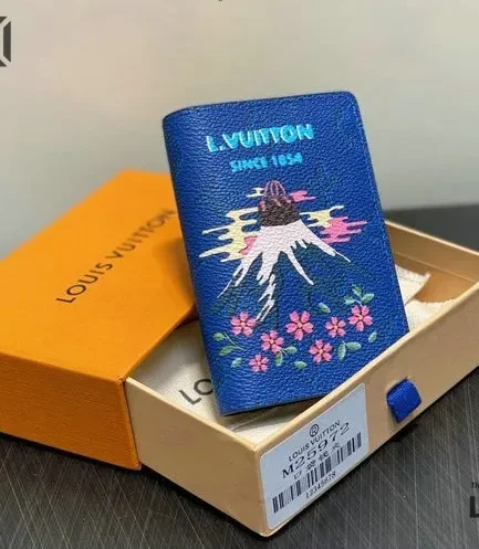 Louis Vuitton 1:1 Mirror Replica Pocket Organizer Monogram Japan Inspired Blue 7.5CM/3IN Louis Vuitton Replica Wallets