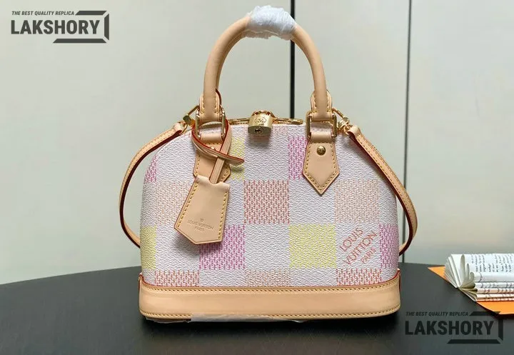 Louis Vuitton 1:1 Mirror Replica Damierlicious Alma BB Rose Peach 23.5CM/9.3IN Louis Vuitton Replica Alma Louis Vuitton 1:1 Mirror Replica Damierlicious Alma BB Rose Peach 23.5CM/9.3IN Louis Vuitton Replica Alma