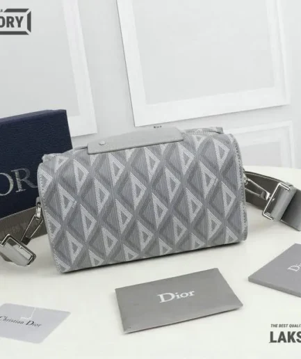 Dior 1:1 Mirror Replica CD Diamond Lingot 22 Canvas Gray Bag 22CM/8.7IN Christian Dior Other Styles