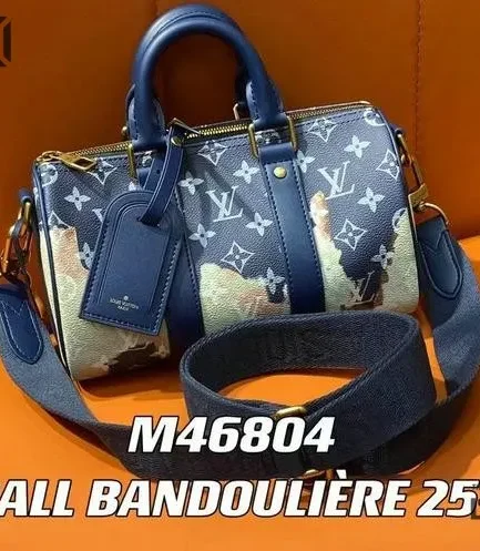 Louis Vuitton 1:1 Mirror Replica Monogram Bleach Keepall Bandouliere 25 Ink Blue 25CM/9.8IN Louis Vuitton Replica Keepall