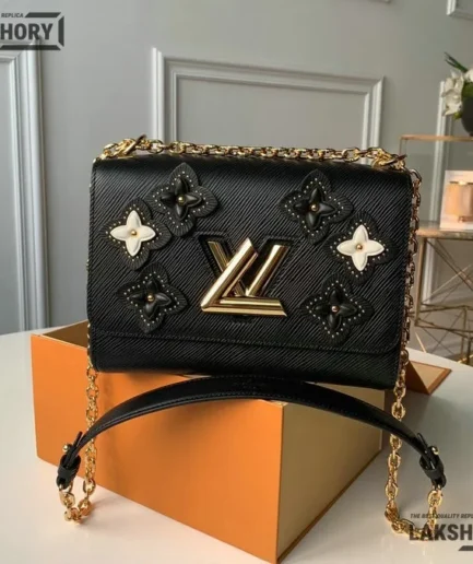 Louis Vuitton 1:1 Mirror Replica Twist Couture’s Flower Tinsel Epi Leather MM 23CM/9.1IN Louis Vuitton Replica Twist