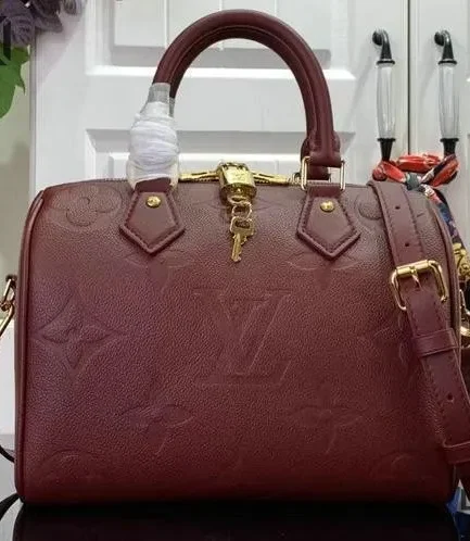 Louis Vuitton 1:1 Mirror Replica Empreinte Giant Speedy Bandouliere 25 Wine 25CM/9.8IN Louis Vuitton Replica Speedy