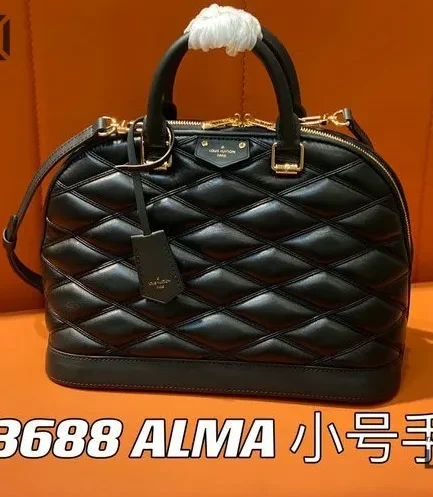 Louis Vuitton 1:1 Mirror Replica Alma PM Leather Malletage Black 32CM/12.6IN Louis Vuitton Replica Alma