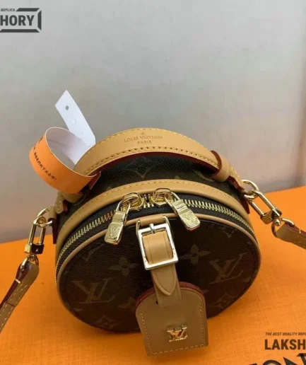 Louis Vuitton 1:1 Mirror Replica Brown Canvas Monogram Mini Boite Chapeau Bag 13CM/5.1IN Louis Vuitton Replica Boite Chapeau