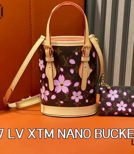 Louis Vuitton 1:1 Mirror Replica LV X TM Cherry Blossom Nano Bucket Sakura Brown 17CM/6.7IN Louis Vuitton Replica Neo