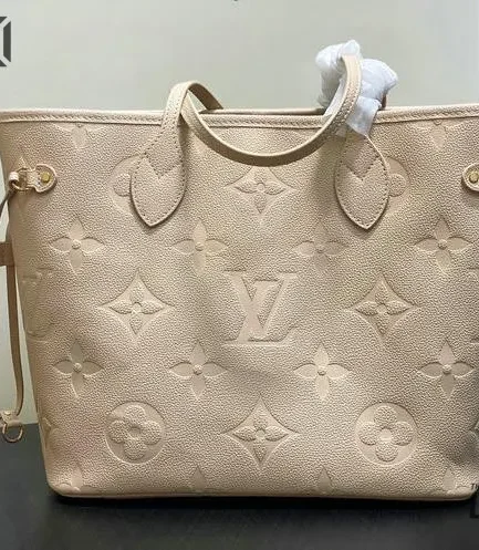 Louis Vuitton 1:1 Mirror Replica Empreinte Monogram Giant Neverfull MM Cream 31CM/12.2IN Louis Vuitton Replica Neverfull