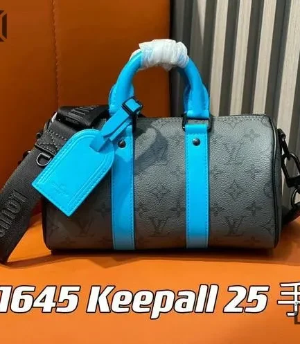 Louis Vuitton 1:1 Mirror Replica Reverse Eclipse Keepall Bandouliere 25 Turquoise 25CM/9.8IN Louis Vuitton Replica Keepall