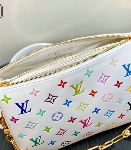 Louis Vuitton 1:1 Mirror Replica LV x TM x Takashi Murakami Coussin PM White Multicolored 26CM/10.2IN Louis Vuitton Replica Coussin