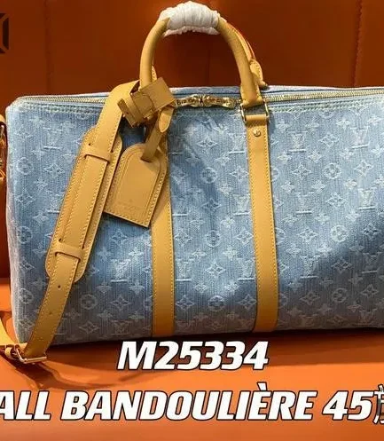 Louis Vuitton 1:1 Mirror Replica Keepall Bandouliere 45 Sky Blue Denim 45CM/17.7IN Louis Vuitton Replica Keepall