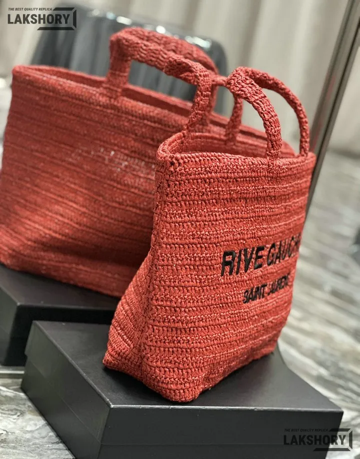 YSL 1:1 Mirror Replica Raffia Embroidered Rive Gauche Tote Bag 38CM/15IN Replica Tote Bags YSL 1:1 Mirror Replica Raffia Embroidered Rive Gauche Tote Bag 38CM/15IN Replica Tote Bags