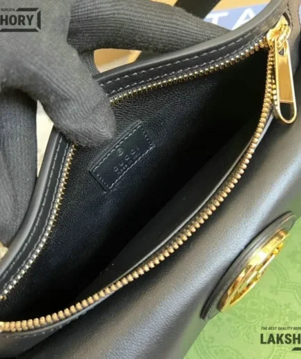 Gucci 1:1 Mirror Replica GG Roxy Blondie Calfskin Belt Bag Black 24CM/9.4IN Gucci Replica Blondie Bags