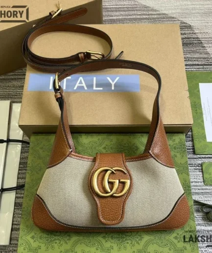 Gucci 1:1 Mirror Replica Aphrodite Small Beige Brown Shoulder Bag 27CM/10.6IN Gucci Replica Marmont Bags
