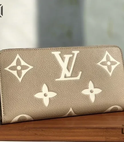 Louis Vuitton 1:1 Mirror Replica Empreinte Monogram Giant Zippy Wallet Black Beige 19.5CM/7.7IN Louis Vuitton Replica Wallets