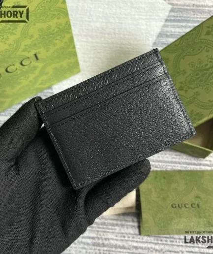 Gucci 1:1 Mirror Replica Interlocking G Cardholder Black Wallet 7CM/2.8IN Gucci Replica Wallets