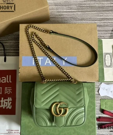 Gucci 1:1 Mirror Replica Calfskin Square Matelasse Mini GG Marmont 18CM/7.1IN Gucci Replica Marmont Bags