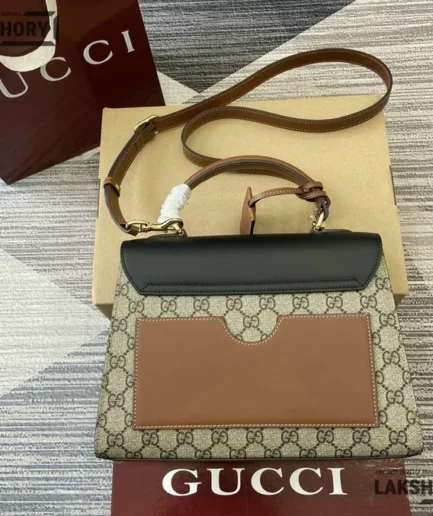 Gucci 1:1 Mirror Replica GG Small Padlock Top Handle Beige Black 28CM/11IN Gucci Replica Padlock Bags