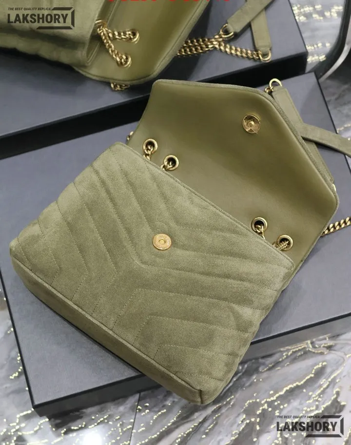 YSL 1:1 Mirror Replica Suede Calfskin Small Loulou Chain Satchel 24CM/9.4IN Replica Crossbody Bags YSL 1:1 Mirror Replica Suede Calfskin Small Loulou Chain Satchel 24CM/9.4IN Replica Crossbody Bags
