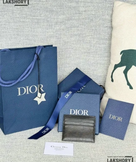 Dior 1:1 Mirror Replica Card Holder Dior Gravity Leather 8CM/3.1IN Christian Dior Replica Wallets