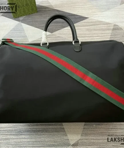 Gucci 1:1 Mirror Replica Nylon Large Duffle Bag Black 52CM/20.5IN Gucci Replica Ophidia Bags