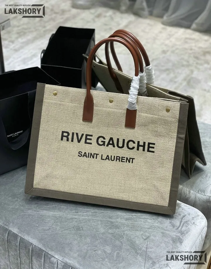 YSL 1:1 Mirror Replica Linen Calfskin Rive Gauche Tote Natural 48CM/18.9IN Replica Tote Bags YSL 1:1 Mirror Replica Linen Calfskin Rive Gauche Tote Natural 48CM/18.9IN Replica Tote Bags