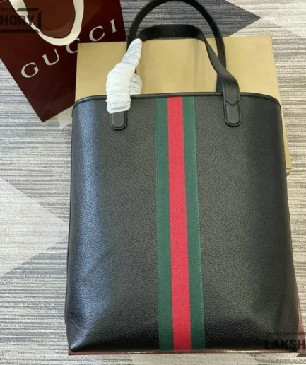 Gucci 1:1 Mirror Replica Ophidia Medium Tote Black Soft Leather 36CM/14.2IN Gucci Replica Ophidia Bags