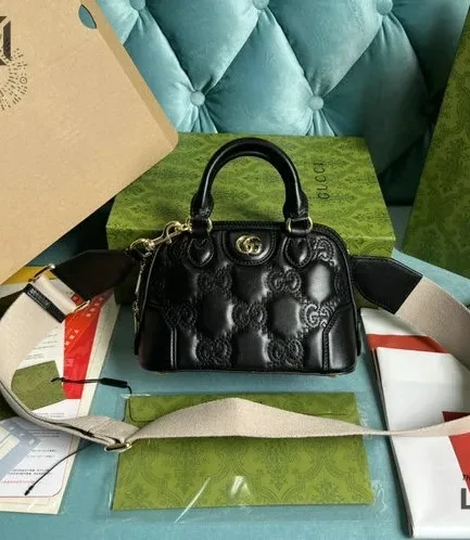 Gucci 1:1 Mirror Replica Calfskin GG Matelasse Mini Boston Bag 19CM/7.5IN Gucci Replica Marmont Bags