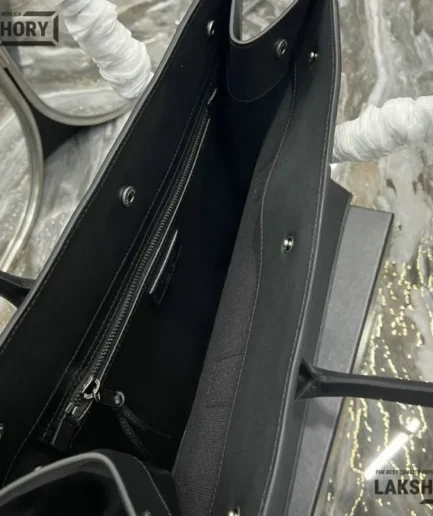 YSL 1:1 Mirror Replica Rive Gauche Smooth Tote Leather Bag Black Replica Tote Bags