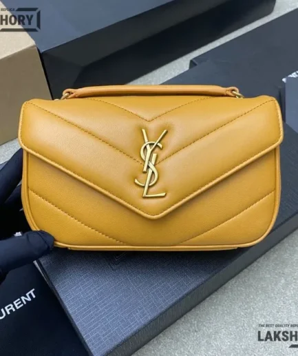 YSL 1:1 Mirror Replica Lambskin Loulou Small Matelassé Chain Bag 20CM/7.9IN Replica Crossbody Bags
