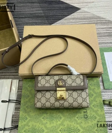 Gucci 1:1 Mirror Replica Mini Padlock Top Handle Beige Ebony 11CM/4.3IN Gucci Replica Padlock Bags